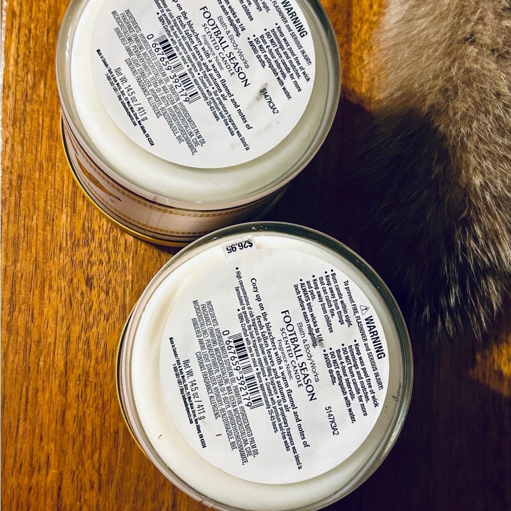Bath & Body Works Football Season Soy Candle - lot of 2 full size 3 wick - Picture 6 of 6